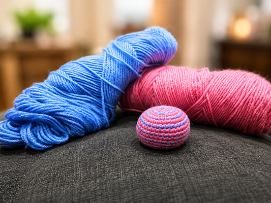 Handmade Blue & Pink Crochet Footsie Ball (Hacky Sack)