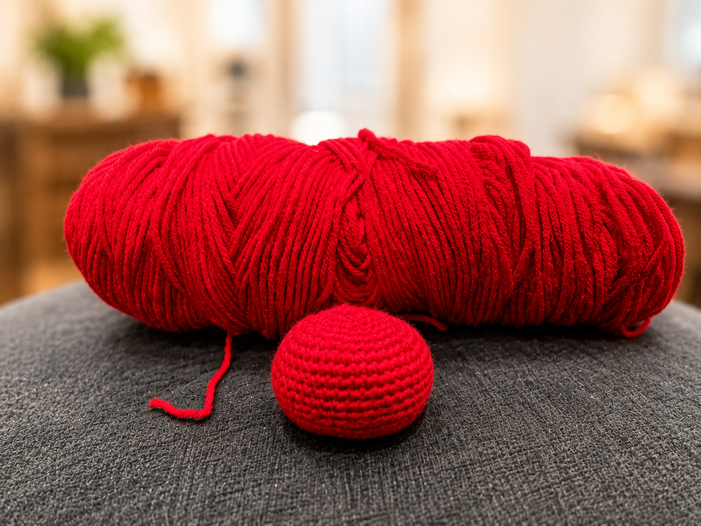 Handmade Red Crochet Footsie Ball (Hacky Sack)